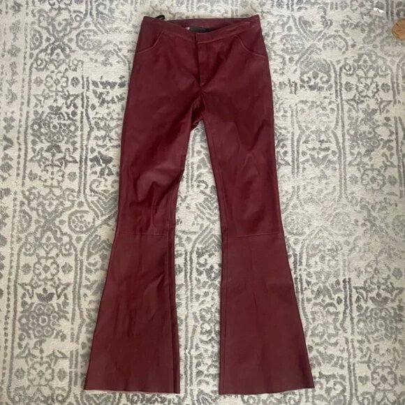 DROMe Burgundy Leather Pants - Picture 1 of 5